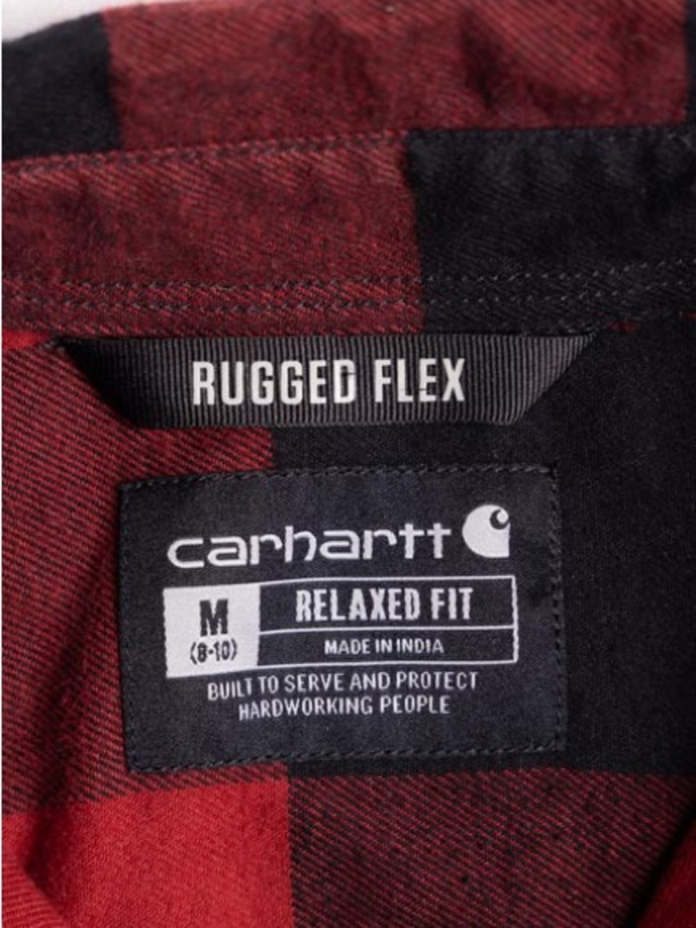 Carhartt Flannel Shirt Womens M 8-10 Relaxed Fit Rugged Flex Red Buffalo Plaid - Picture 4 of 10